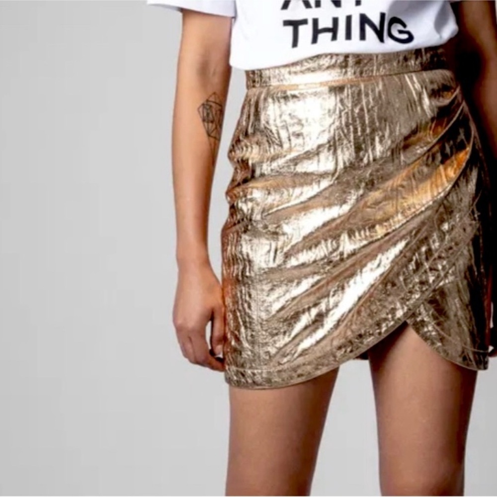 Zadig & Voltaire Metallic Gold Wrap Skirt size 38/medium